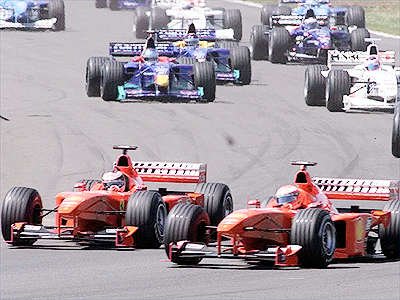 M. Schumacher and Irvine just before the accident