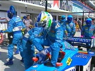 Fisichella retires at the pits.