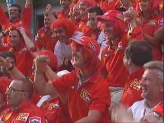 The Ferrari crew celebrate in style...