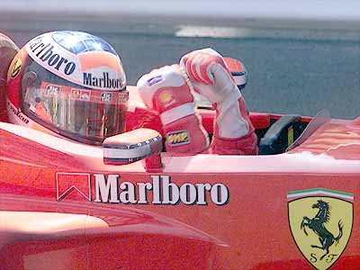 M. Schumacher triumphant gesture after winning the GP