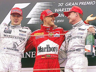 The podium. M. Schumacher is the winner of the San Marino GP