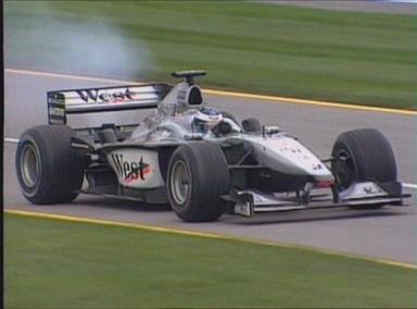 Hakkinen retires with a blown engine.