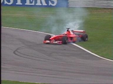 M. Schumacher loses concentration and spins while unchallenged.